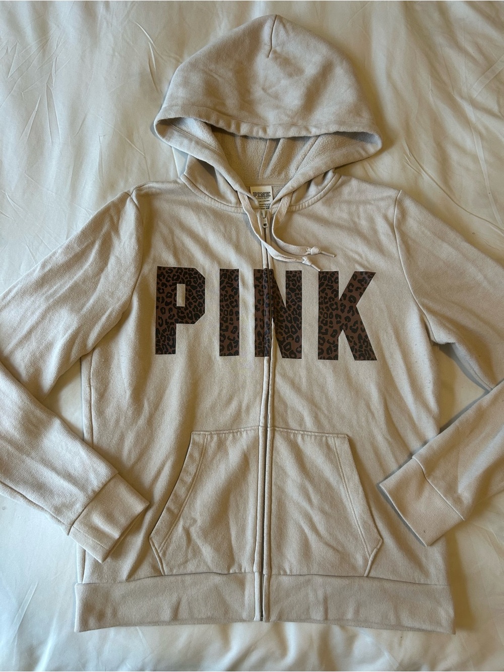 PINK Victoria's Secret Fleece Hoodie in Light Beige
